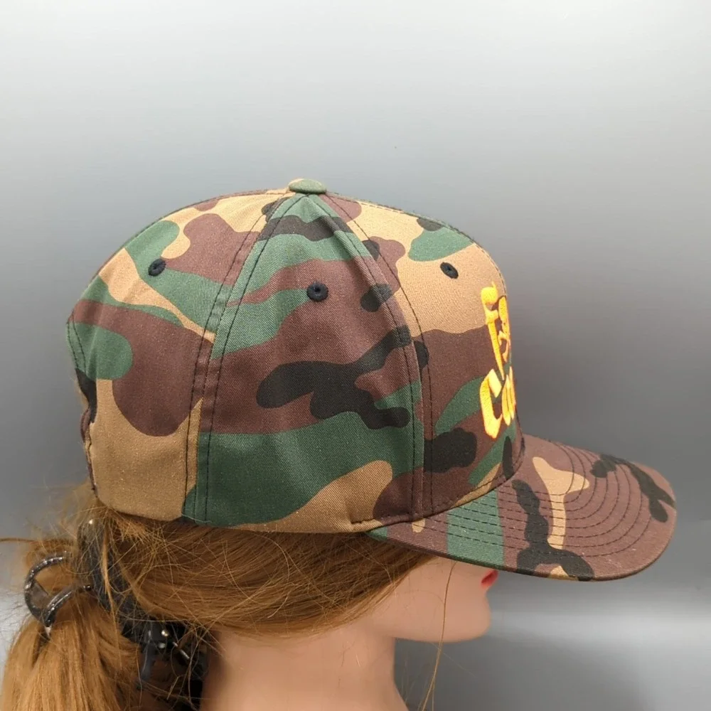 Fxck Cancer Camo Orange Snapback Hat Cap Yupoong OSFA Adjustable